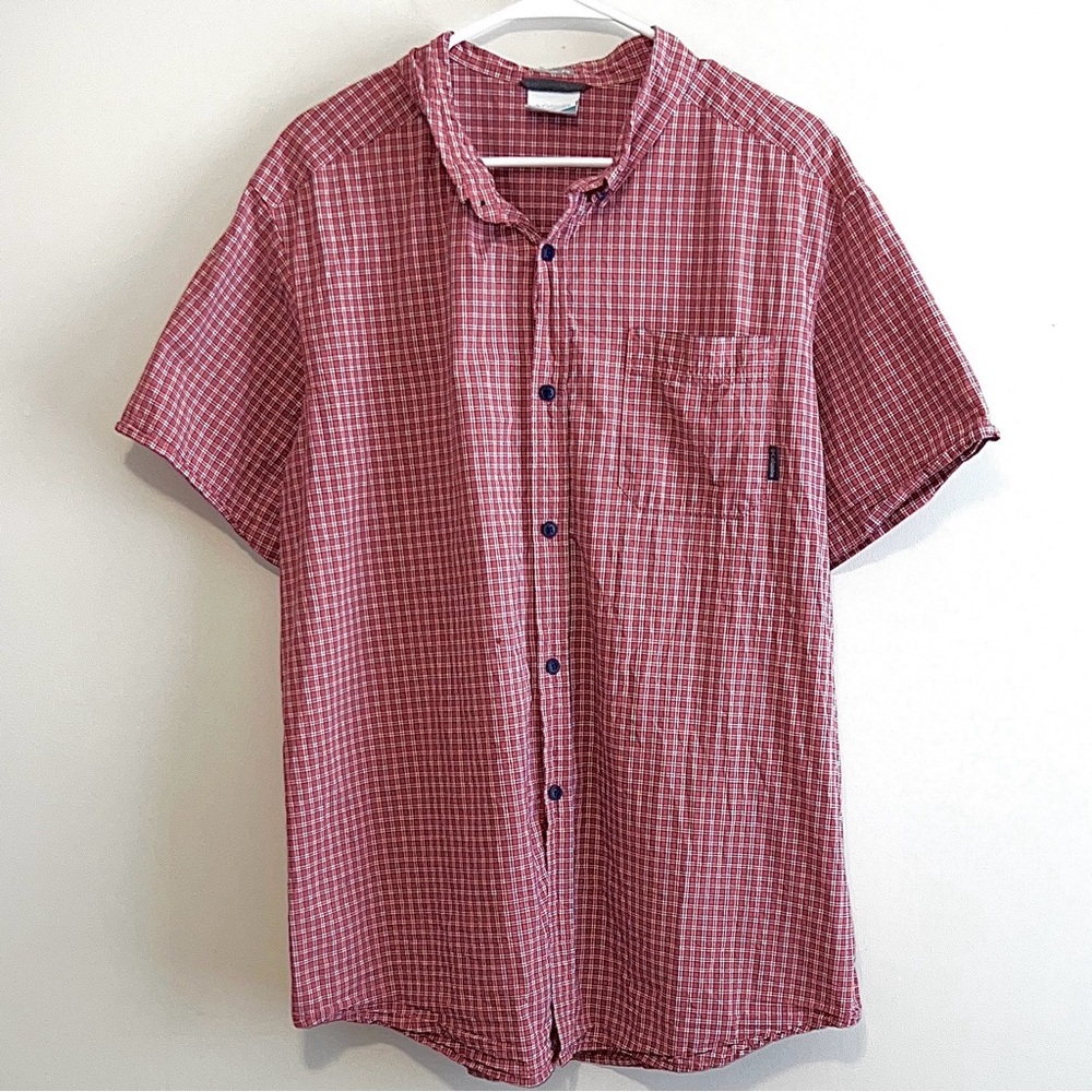 Columbia 100% Cotton Short Sleeve Plaid Button Down Shirt